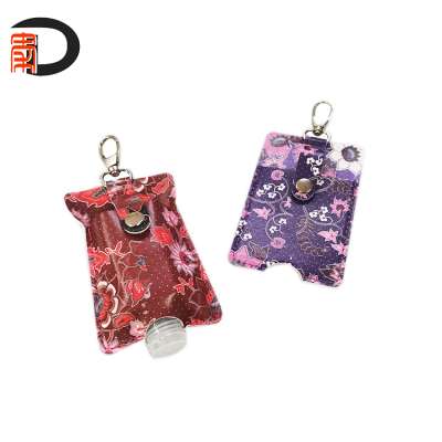 Digital Printing Flower Easy Carry Hand PU Leather Sanitizer Holder For 30ML/1OZ Hand Sanitizer