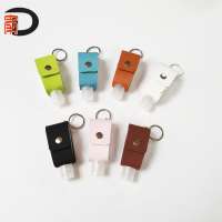 RTS Personalize hand sanitizer holder for backpack made by PU leather mini keychain empty hand sanitizer holder