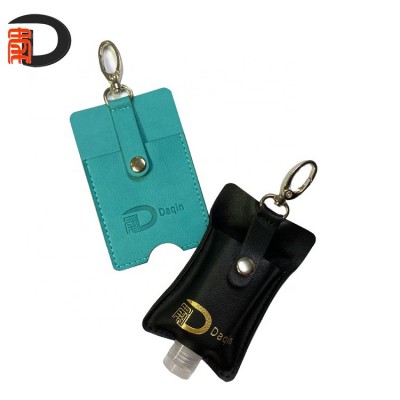 RTS Easy carry hand PU leather sanitizer holder for 30ML/1OZ hand sanitizer gel bottle with keychain